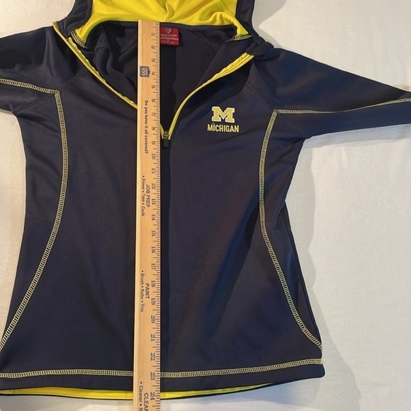 University of Michigan Colosseum Pullover Hoodie Sweater Maize & Blue V-Neck - Picture 10 of 14